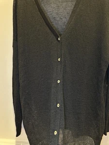 Zara Open Knit Cardigan Women Black Size Médium Button Front Lightweight - Picture 1 of 9