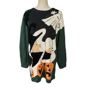 Richard Sport Halloween Fantasma Gato Calabaza Gráfico Tejido Terciopelo Aplique Talla M - Imagen 1 de 10