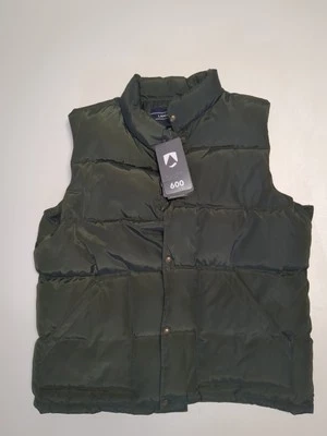 Lands End Men's Large Down Vest Green Puffer Quilted Snap 600 Fill - Image 1 of 4