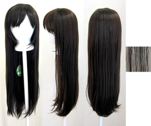 32 Zoll lange gerade lange Ponys schokoladenbraun dunkel Cosplay Perücke NEU - Bild 1 von 1