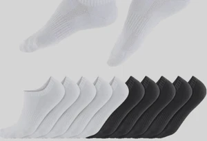 🌟 Sneaker Socken Herren Damen 10 Paar Kurze Halbsocken Baumwolle Weiß & schwarz - Bild 1 von 1