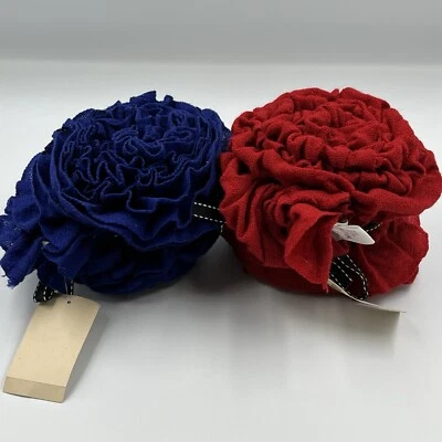 NUEVO CON ETIQUETAS, 2 bufandas Coldwater Creek Flower Bud rojas y azules plisadas y elásticas Foto 1 de 4