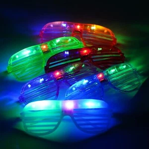 12 pieces Flashing LED Light up Slotted Shutter Sunglasses Shades Party Favor... - Picture 1 of 8