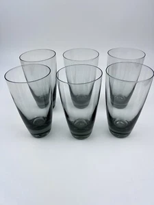 Set 6 Vintage Water Glasses Tumbler Smokey Mid-Century Never Used - Picture 1 of 6