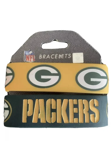 Green Bay Packers Set Of 2 Rubber Wristband Bracelets NFL Cover