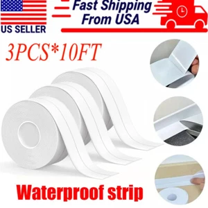 3PCS Caulk Tape Waterproof Self Adhesive for Bathroom Caulking Tape Shower Caulk - Picture 1 of 16