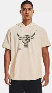 Under armour Project Rock Hoodie Mens XL BULL Terry Short Sleeve Training White - Picture 1 of 17