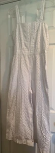 Banana Republic Jumpsuit weiß Ösen Cropped Größe 12 ärmellos quadratischer Ausschnitt - Bild 1 von 10