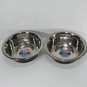2 Pack Large Dog Bowls Stainless Steel & Black 52oz 8in Food Water Non-Skid - Picture 1 of 6