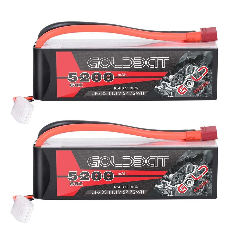 GOLDBAT LiPo RC Battery 5200mAh 3S 60C 11.1V LiPo RC Short Battery with Deans... - Image 1 of 4