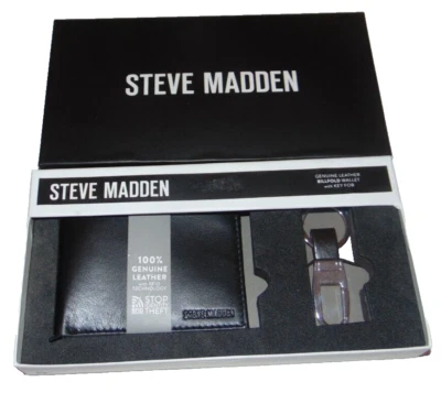 ~NWB Men's STEVE MADDEN Leather Bifold RFID Protection Wallet W/Key Fob Nice FS~ - Image 1 of 2