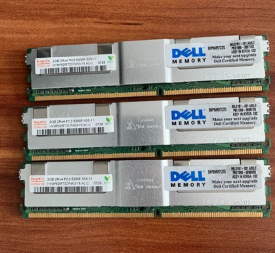 LOT OF 3 HYNIX 2GB DDR2 2RX8 PC2-5300F DDR2-667MHZ HYMP525F72CP4N3-Y5 - Image 1 of 2