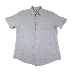 Boca Classics Linen Blend Shirt Mens XL Gray Blue Button Up Beach Normcore - Picture 1 of 8