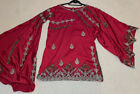 Brand New Red Formal Top With Embroidery/Sequin & Asymetrical Sleeves