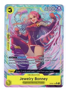 One Piece TCG English Jewelry Bonney ALT ART OP08-105 FOIL SR Two Legends Nm - Picture 1 of 2