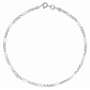 Pulsera tobillera italiana Figaro de plata de ley de 2,1 mm 10 pulgadas - Imagen 1 de 4