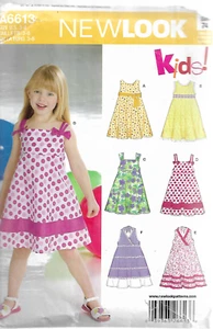 New Look Pattern #A6613 in-Girl's Summer Dress in  Sizes 3-8 - Picture 1 of 1