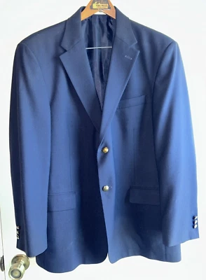 Blazer clássico azul marinho masculino Geoffrey Beene com botões de metal dourado ~ Tamanho 44 - Imagem 1 de 4