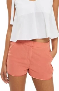 Topshop 156483 Women's Satin Trim Runner Shorts Solid Coral Sz. 8 US - Picture 1 of 2