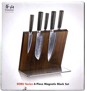 Cangshan SOBU Series Steel 6-Piece Magnetic Block Kitchen Knife Set - Picture 1 of 4