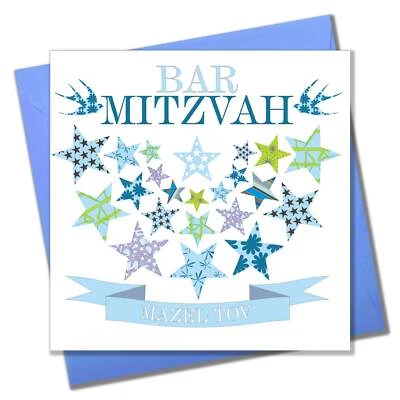 CLAIRE GILES RETAIL Religious Occassions Card, Blue Stars, Bar Mitzvah