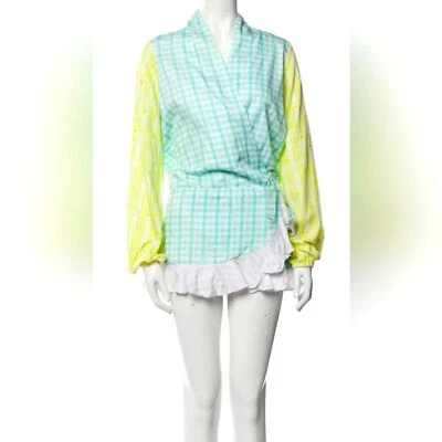 NWT Rococo Sand Wrap Mini Dress Gingham Print Size S - Image 1 of 4