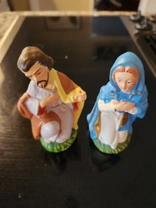 Vintage Chalkware Nativity 2 Pieces Mary Joseph - Picture 1 of 8