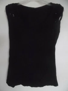 Express Black  Shoulder Squin Scoop neck  Top Shirt Women's Sz S - Picture 1 of 3