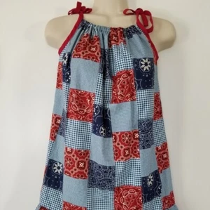 Patchwork Star Cotton Calico pillowcase dress. Bold and beautiful! - Picture 1 of 5
