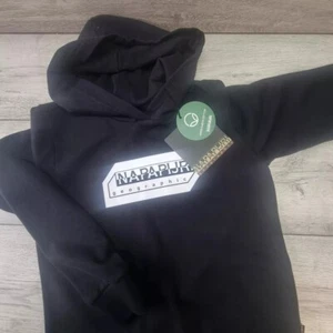 Napapijri Jungen Schwarz Pullover Pulli Hoodie Größe 10 140 32" Brustumfang Brandneu - Bild 1 von 10