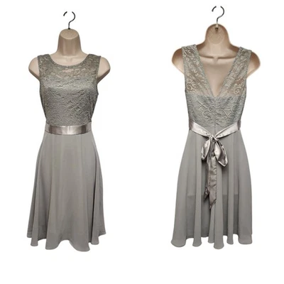 Mini Vestido Corto Para Mujer Bery Love Floral Encaje Calce y Acampanado Patinador Color Gris Pequeño Foto 1 de 4