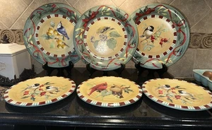 Lenox Winter Greetings Everyday Goldfinch Nuthatch Chickadee Cardinal Din/salad - Picture 1 of 8