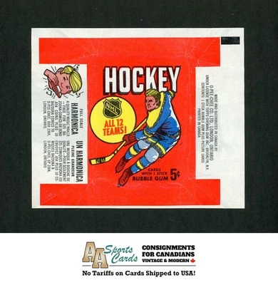 1968-69 O-PEE-CHEE ENVOLTURA DE HOCKEY PRIMERA SERIE (5 CENTAVOS) Foto 1 de 4