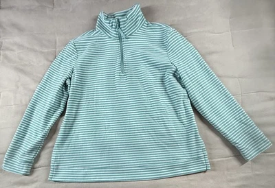 Croft & Barrow Womens Pullover 1/4 Zip Top Teal White Stripe Size Petite PM - Image 1 of 4
