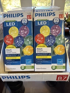 NEU 2 Schachteln Phillips 60 B7 Kugel Lichter Multi Color LED NEU Weihnachtsbeleuchtung - Bild 1 von 10