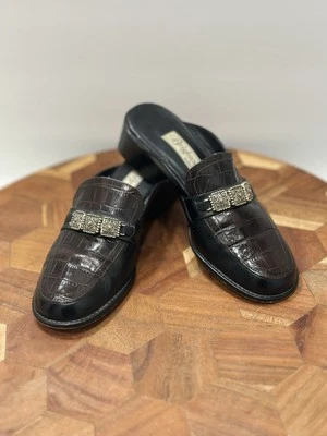 Zapato Brighton Croc Sin Cordones en Relieve Italia Simone Talla 7 Plateado Dorado Acento Marrón Foto 1 de 4