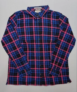 Duluth Trading Women's Blue/Pink/Black Free Swingin Flannel Shirt Size L - Picture 1 of 4