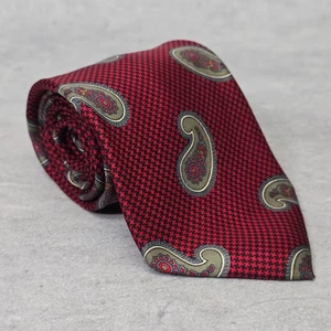 Vintage Christian Dior Tie Mens Silk Red Paisley Designer Business Formal - Picture 1 of 10
