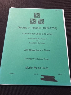George Handel Concerto for Oboe in G Minor Alto Sax & Piano Medici Music Book - Image 1 of 3