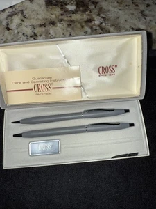 Set penna a sfera e matita vintage Cross 2101 in scatola grigio made in USA 5174 - Foto 1 di 4