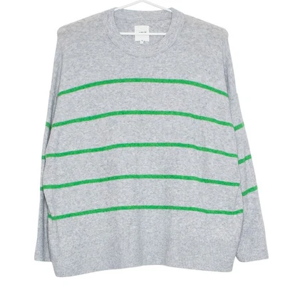 Suéter Aerie Gran Tamaño Preppy Informal Minimalista Acogedor Rayas Gris Verde Talla XXL Foto 1 de 4