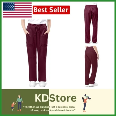 Pantalones Médicos Para Mujer Vino Calce Suelto con Bolsillos Foto 1 de 4