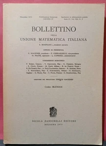 BOLLETTINO DELLA UNIONE MATEMATICA ITALIANA Dicembre 1975 - ZANICHELLI - Foto 1 di 2
