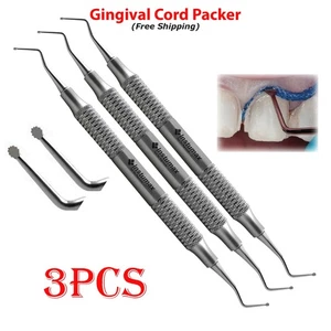 Dental Cord Packer Small Tip Gingival Atraumatic Retraction Instruments 3PCS Set - Picture 1 of 4