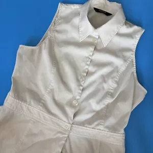 Vintage Express White Fitted Sleeveless Button Down Tank Top Size 11/12 - Picture 1 of 7
