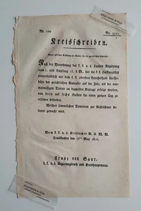 1816 Kreisschreiben Erhöhung Gebühr gerichtl. Ausrufer Traiskirchen Franz Saar - Picture 1 of 2
