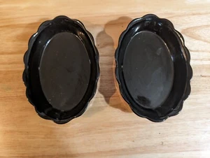 NEW ROYAL NORFOLK GREENBRIER OVAL SCALLOPED BLACK BAKING DISH PORECLIAN 6.5" - Picture 1 of 6