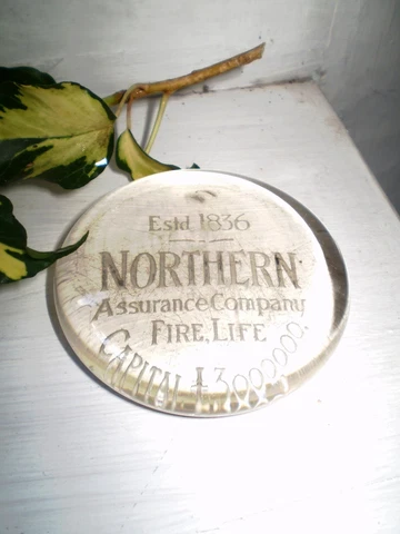 MANS GIFT,LATE VICTORIAN GLASS PAPER WEIGHT,NORTHERN ASSURANCE COMPANY Cover