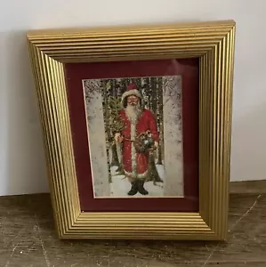 Cornice oro Babbo Natale ispirata all'arte vintage e opaca per le vacanze di Natale - Foto 1 di 4
