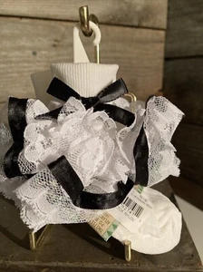 Two Feet Ahead Ankle Pagent Church Socks White & Black Size 5-6.5 Lace Girls - Picture 1 of 4